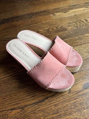 Jack Rogers Pink Suede Espadrille Wedge Slides